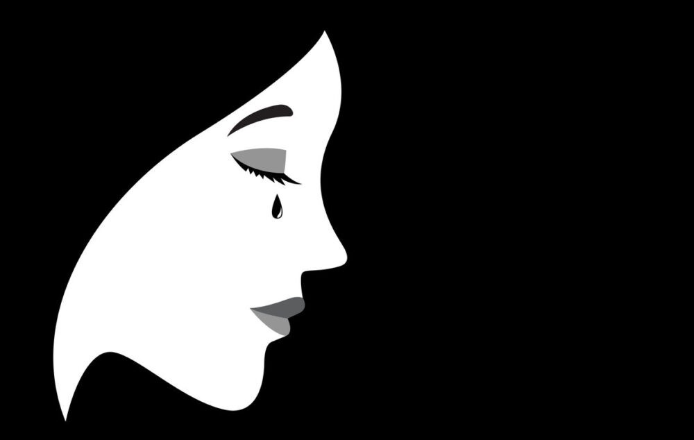 Graphic illustration of a crying woman