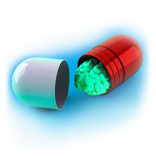 pill with a white and red capsule which has been opened to reveal green 